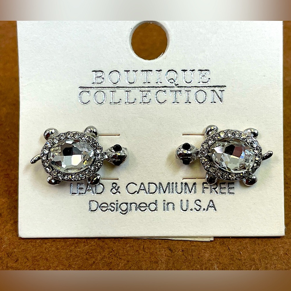 Crystal Rhinestone Turtle Earrings